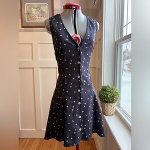 Navy Blue Sleeveless Dress with Button Detail Size Large